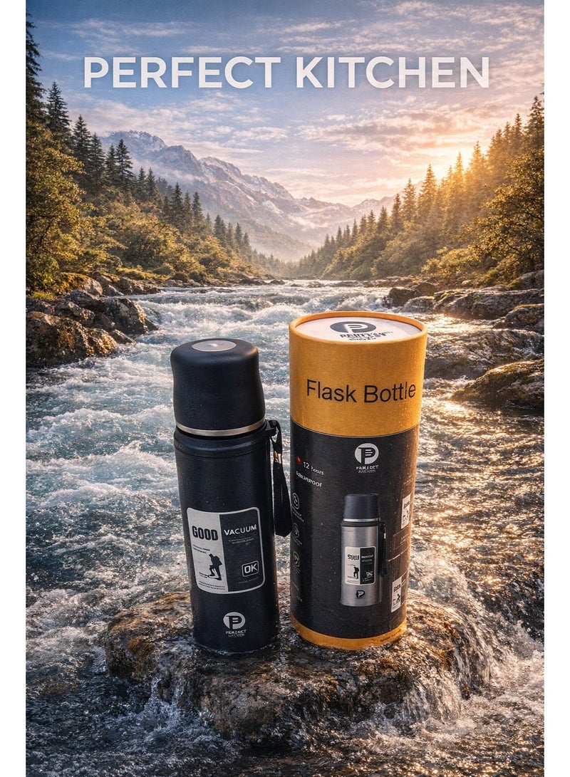 بيرفكت كيتشن قارورة حافظة للحرارة حتى 12 ساعه ستانلس ستيل 1000مل أسود - Image 1